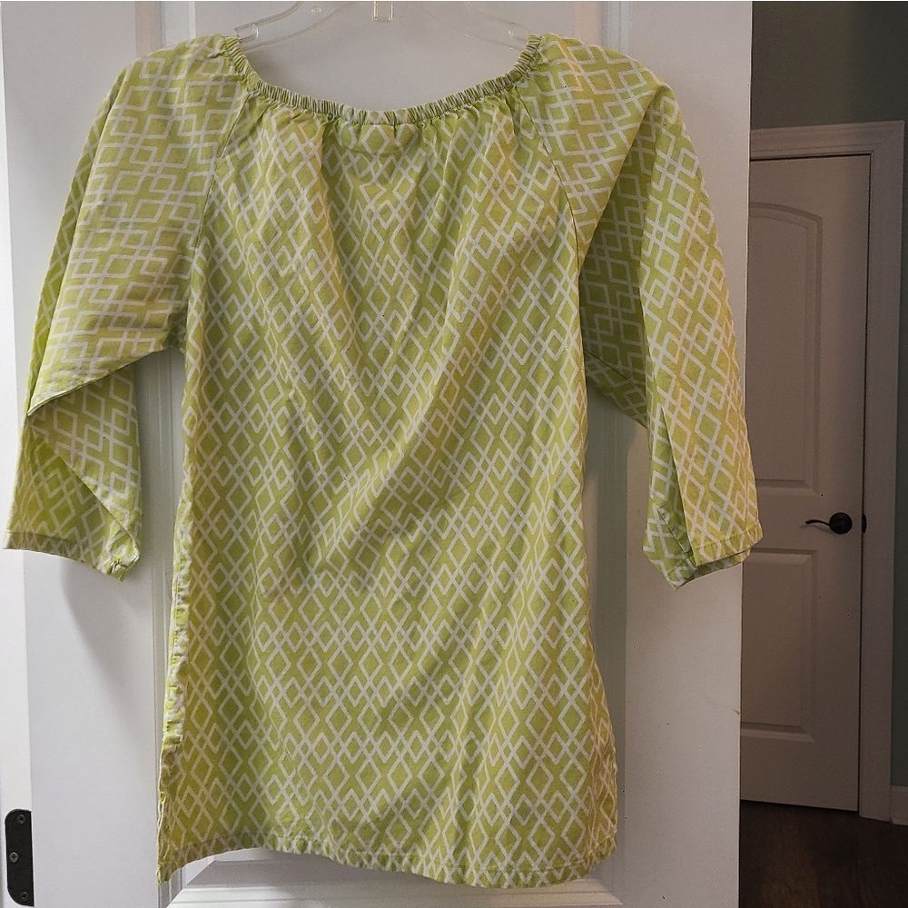 Haley & The Hound Green Spring Geometric Print Blouse - Picture 7 of 9